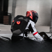 Locomotive Backpack Glowing Eyes Motorcycle Riding Full Helmet Carbon Fiber Textured DIY Bag