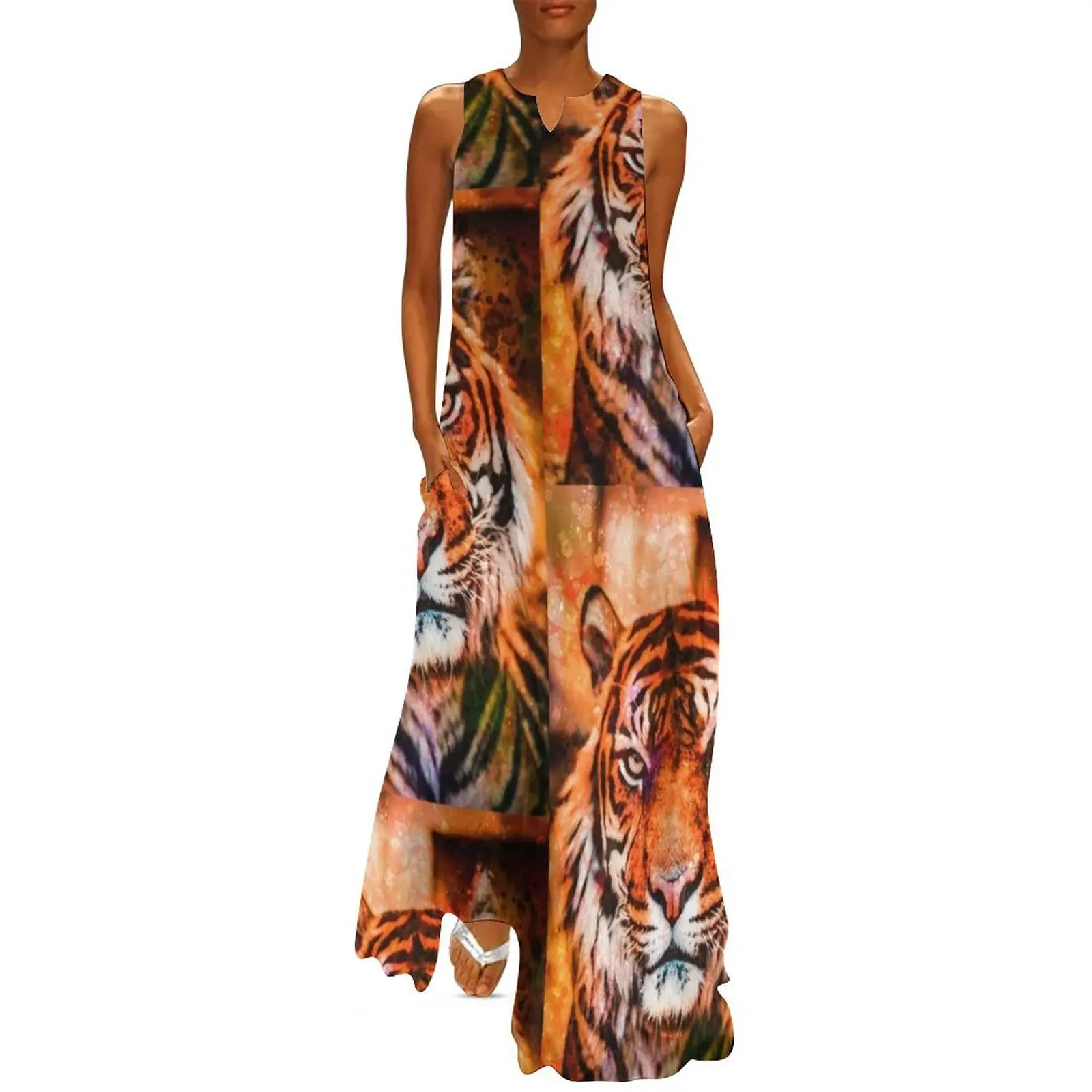 

Colourful Tiger Long Dress evening dress ladies fairy dress elegant chic wedding evening dresses