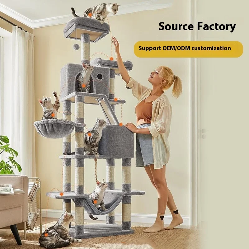 Small Large Size Dark Grey High Quality Pet Scratcher House Tower Condo Cat Trees