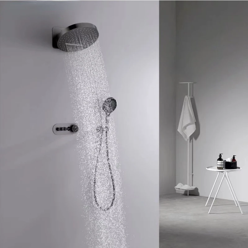 Luxury Rainfall Wall Shower Thermostatic Bath Tap Wall Type Concealed Constant  Shower Set Embedded Thermostatic Shower Set