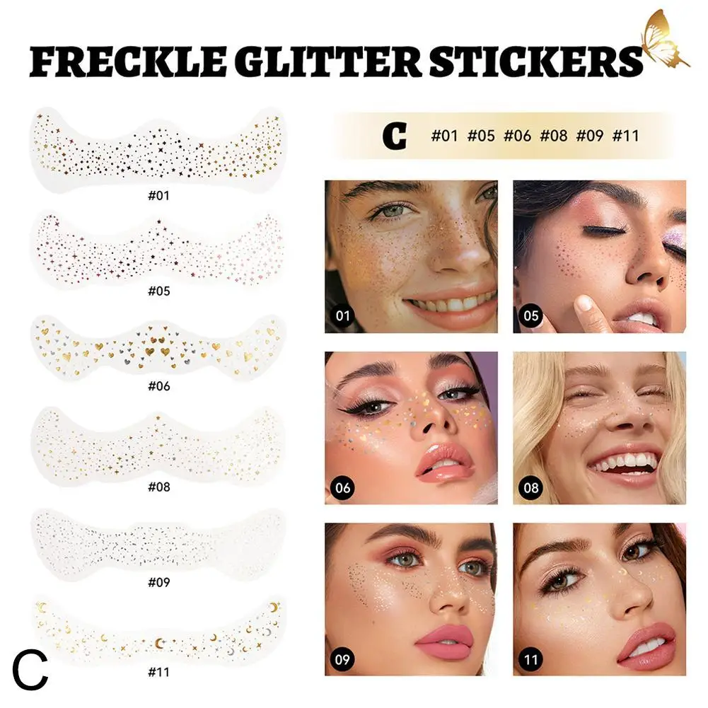 

Glow Up Sparkling Freckle Patches Glitter Makeup Patches Sparkling Glitter Freckle Face Tattoo Stickers Freckle Glitter Stickers