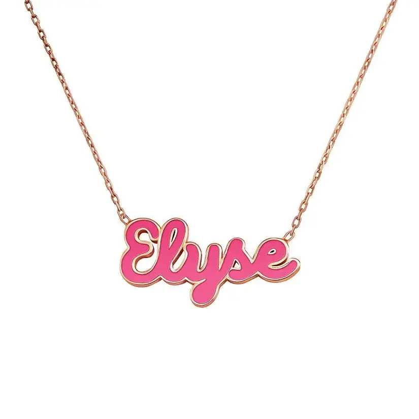 

Custom Enamel Name Choker Personalized 18K Gold Colorful Enamel Name Necklace For Women Gift