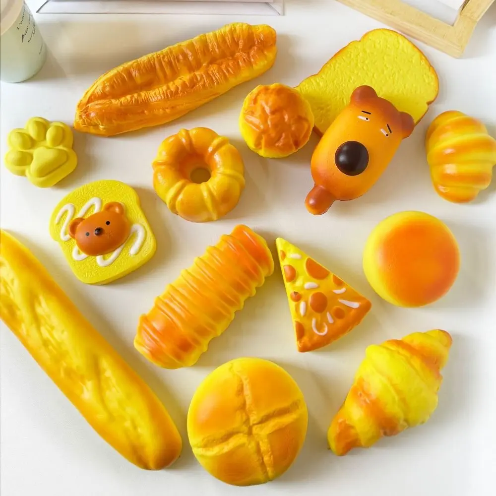 

Novelty Cat Paw Mini Cat Paw Squeeze Toy Little Bear Toast Croissant Bread Slow Rebound Toy 3D TPR Squeeze Dessert Toy Children