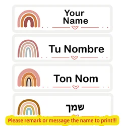 80pcs Custom Waterproof Name Stickers Tags for Girls Rainbow Personalized Labels for Wattle Bottles, Backpacks, School Supplies