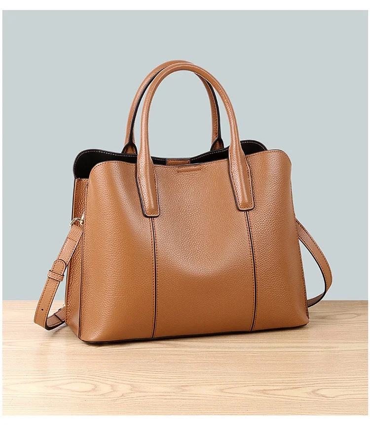 حقيبة كروس نسائية جديدة محمولة باليد لعام 2025، حقيبة كتف واحدة من جلد البقر ذات سعة كبيرة بلون سادة، حقيبة سفر غير رسمية #6