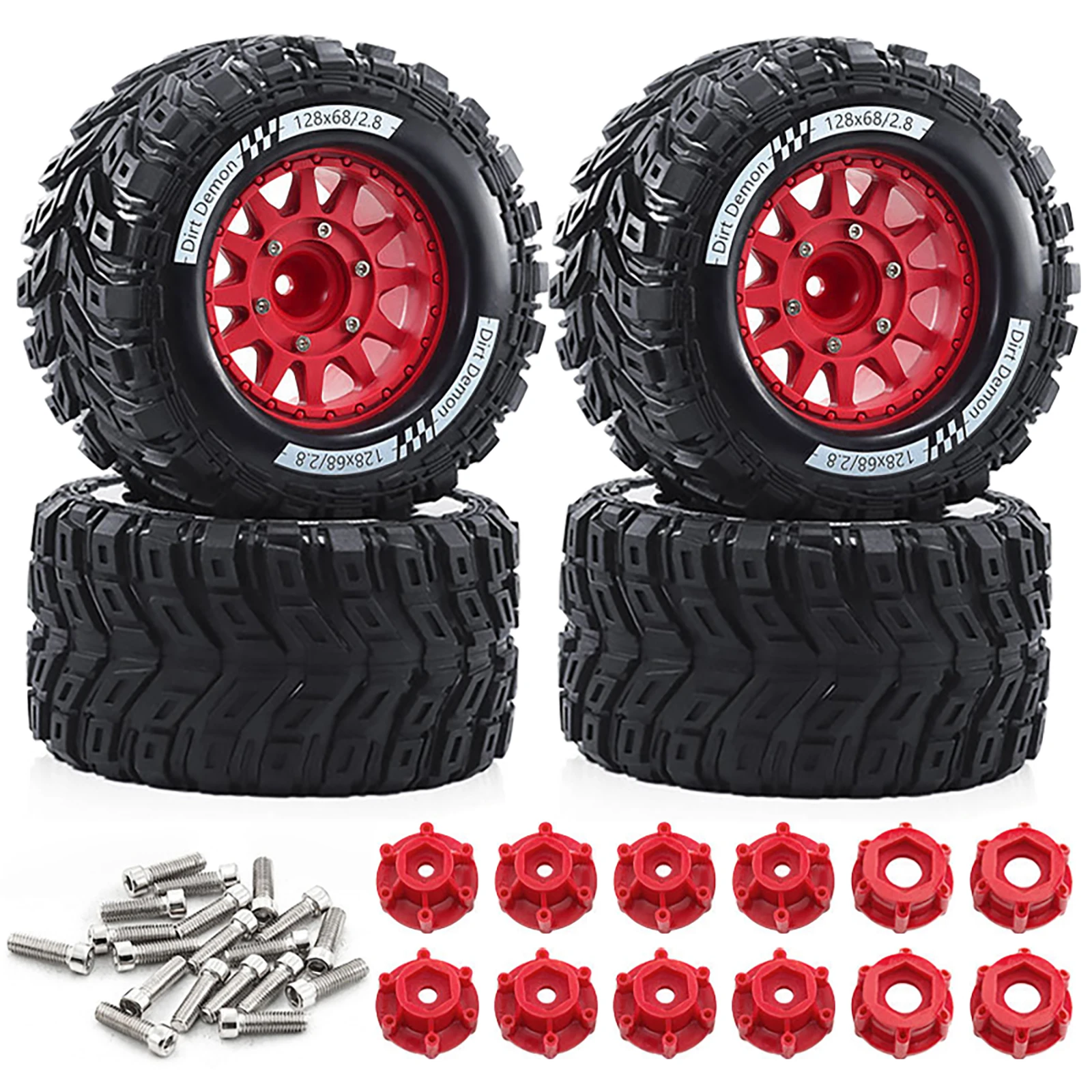 4pcs 1/10 Monster Truck Wheel Tire Set 12/14/17mm Hex For ARRMA Granite Traxxas Rustler Stampede HPI Tamiya Kyosho Upgrade Parts