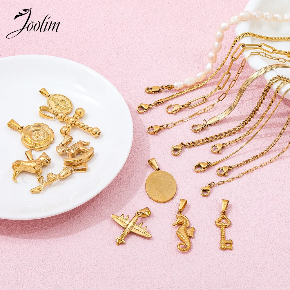 Joolim Jewelry Wholesale Waterproof Fashion Dainty Rose Seahorse Aircraft Unicorn Single Stainless Steel Pendant Gift For Women