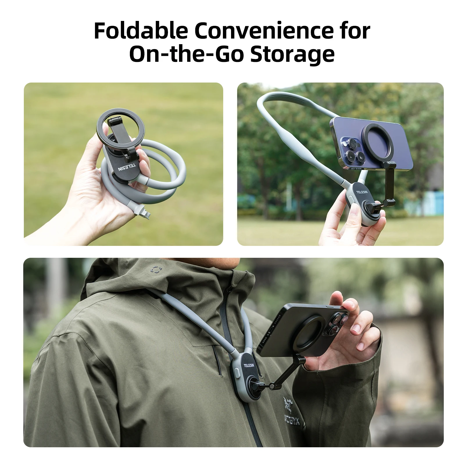Telesin Magnetische Nekhouder Mount Ketting Pov Voor Mobiele Telefoons Smartphones Iphone 11 12 13 14 15 Android Sumsung Accessoire