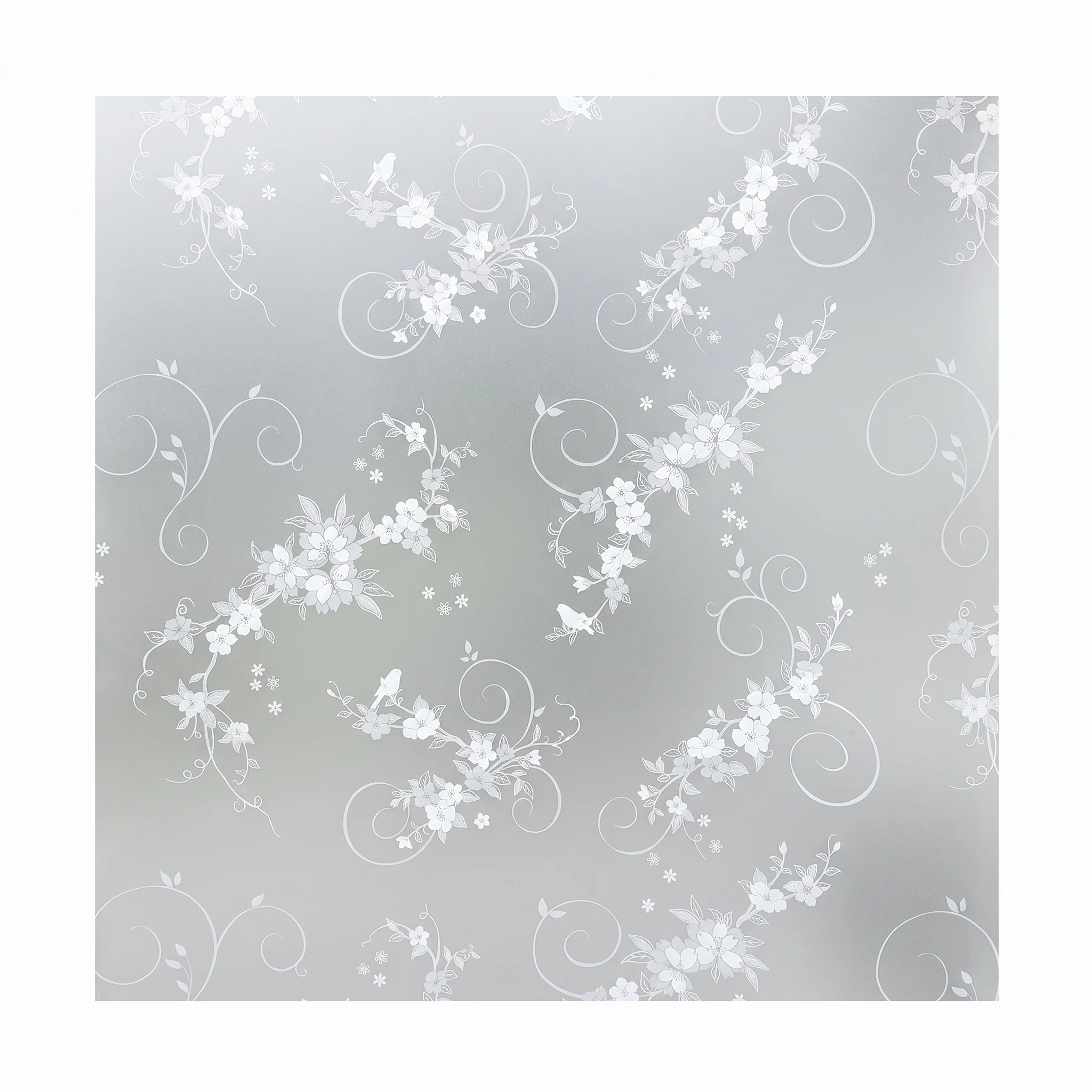 Floral Vine Self-Adhesive Window Film Privacy Frosted Anti-Peeping UV Blocking Glass Decorative Sticker for Bathroom