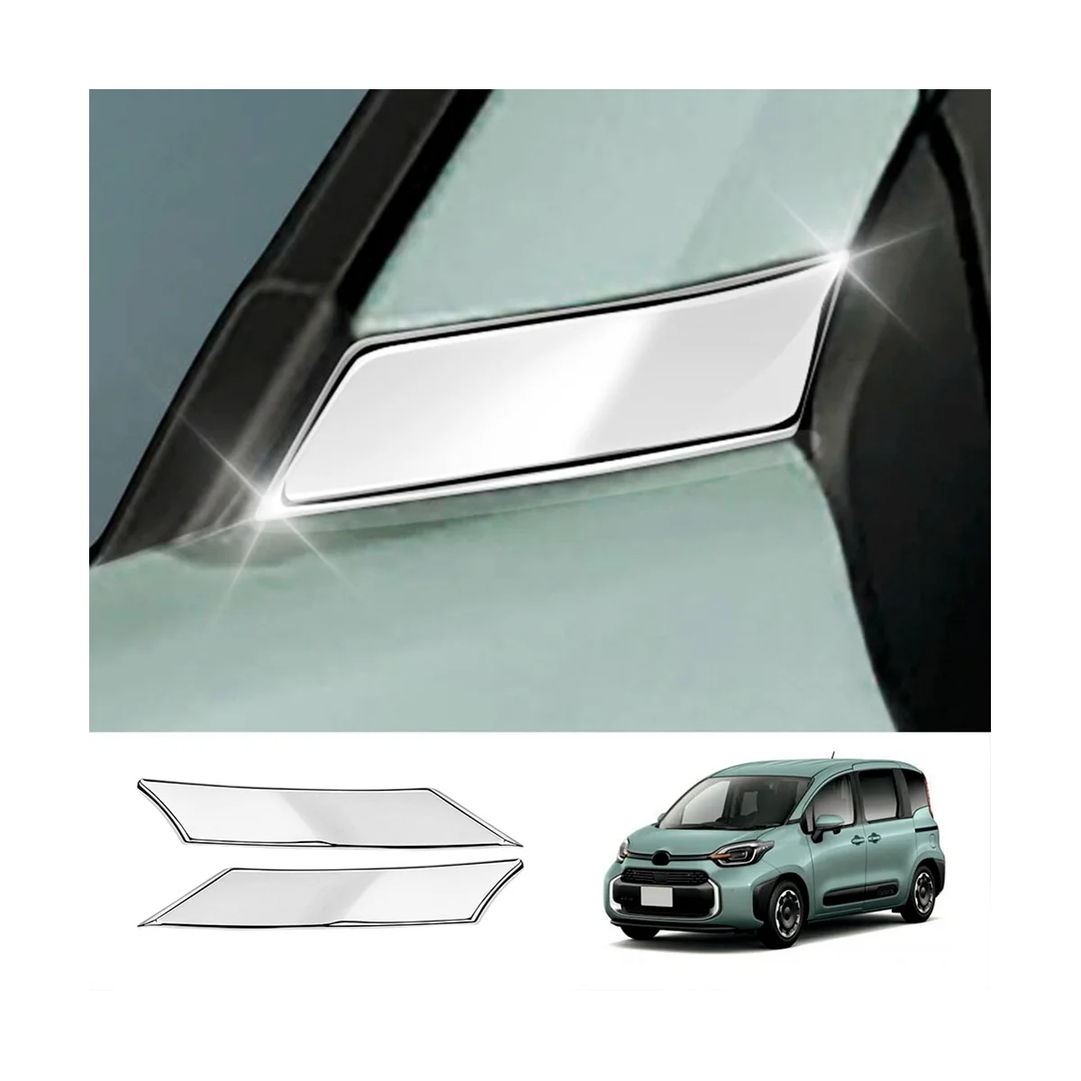 Chrome Exterior a Pillar Front Side Window Panel Cover Trim Garnish for SIENTA 10 Series 2022 2023