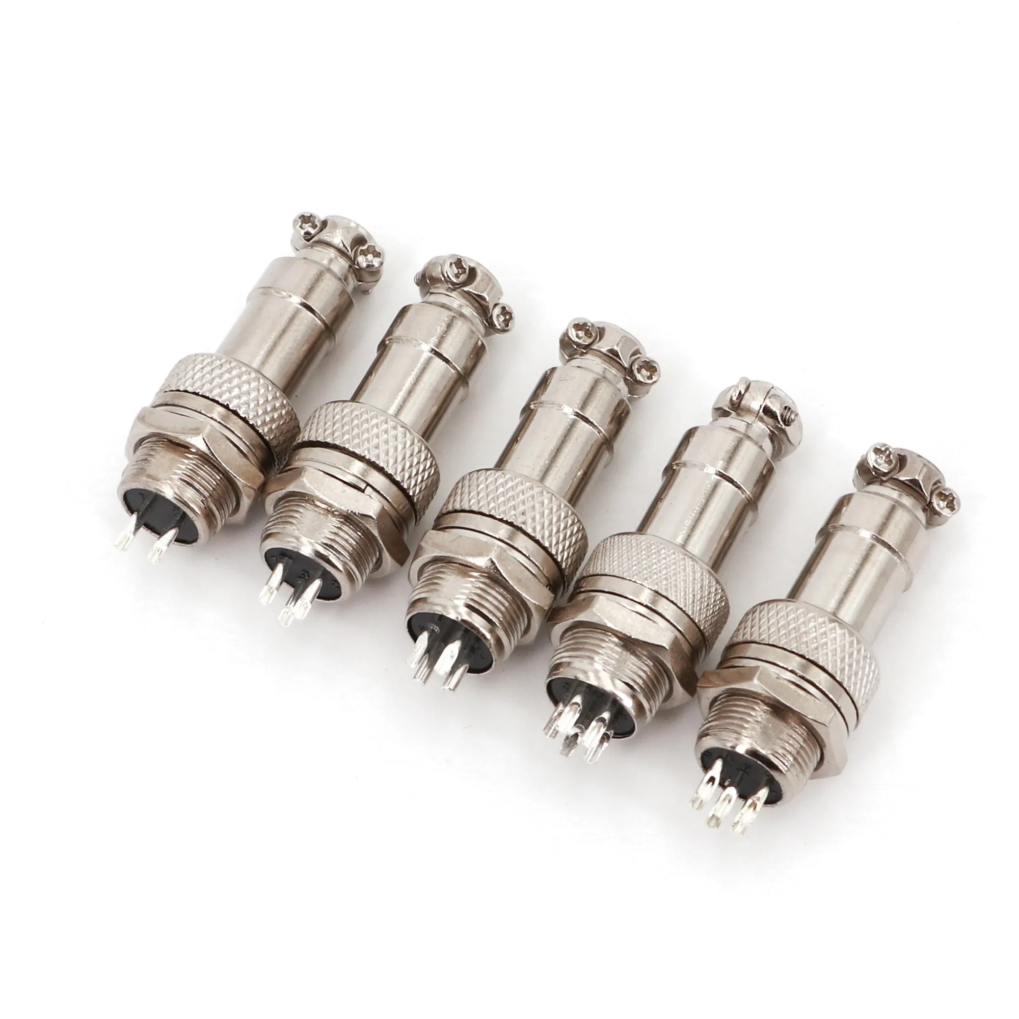 5Pairs GX12 Metal Aviation Circular Cable Plug Connector 2/3/4/5/6 Pin 12mm Panel Mount