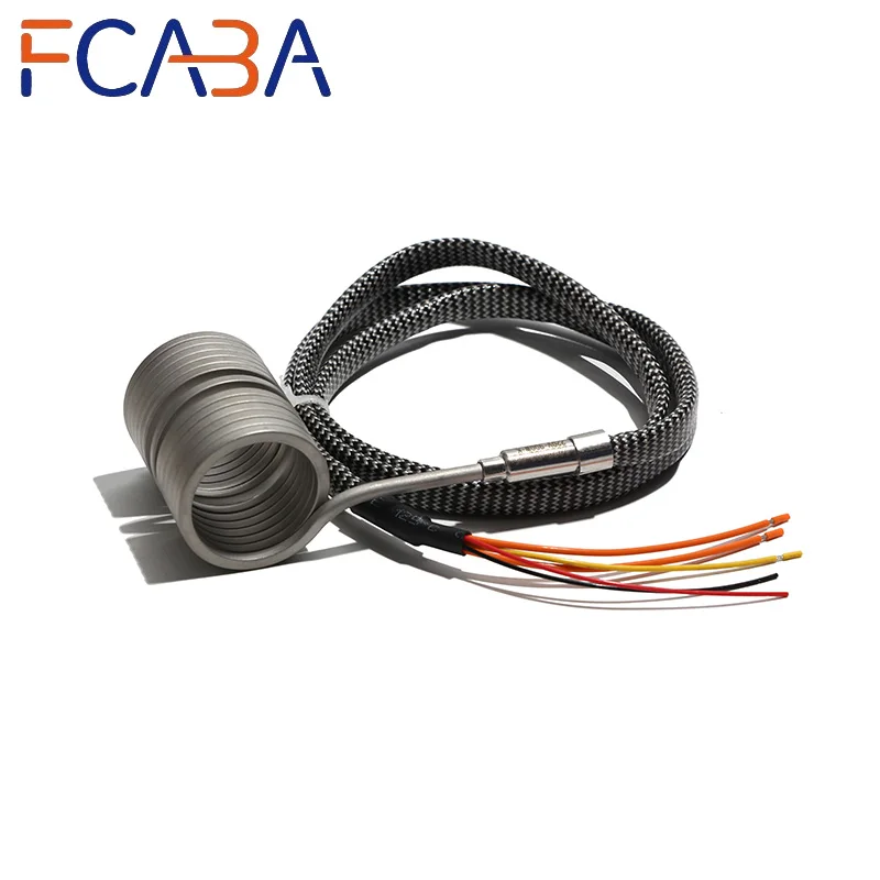 FCABA Hot Runner Spring Coil Band Heater ID40mm 220V with K Thermocouple 4.2x2.2/3x3/3.3x3.3mm Cross-section for Injection Mold