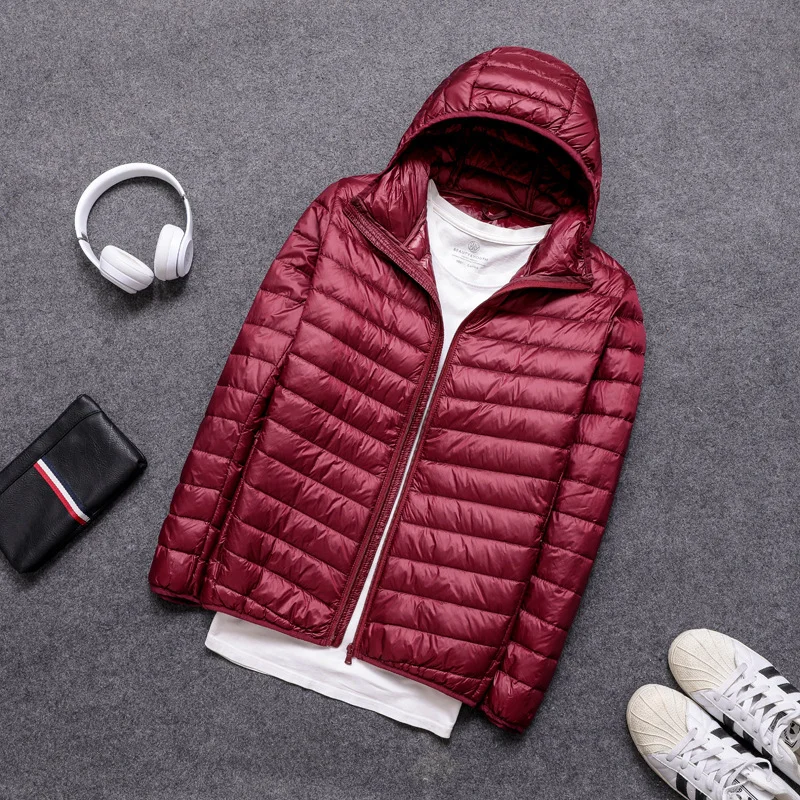 Super Light Duck Down Jacket Men's Korean Street Style Feather Coat Thermal Men's High-quality Storage Hooded Down Coat 2022 New