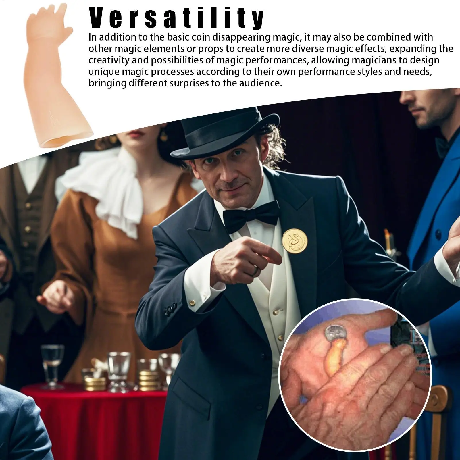 Magic Coin Vanishing Trick Close Up Performance Props Hand Vanish Appear Magic Trick for Party Prank Joke Beginner Magician