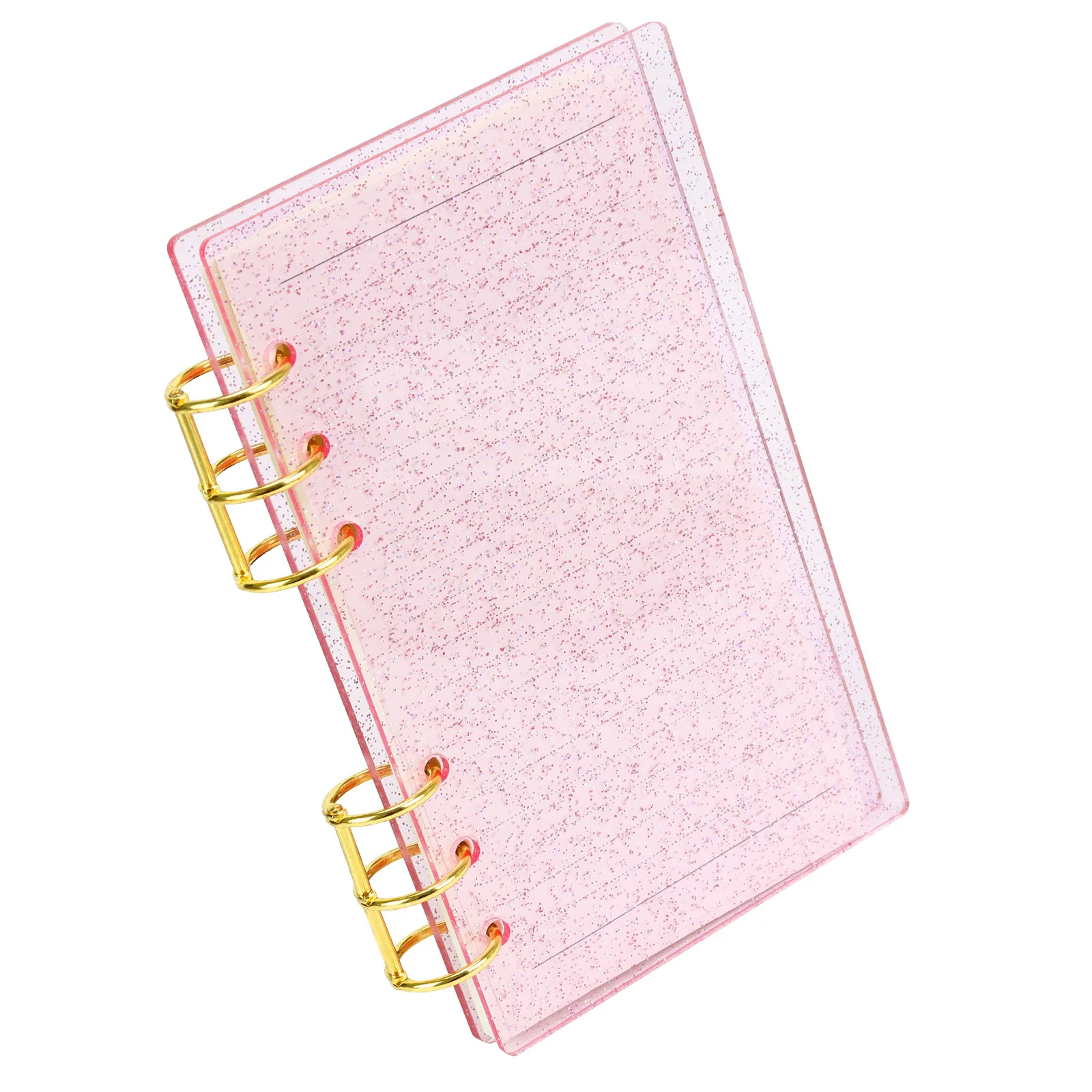 A6 Simple Transparent Pink Acrylic Loose Leaf Binder Cover DIY Account Book Journal Planner Office Stationery Supplies