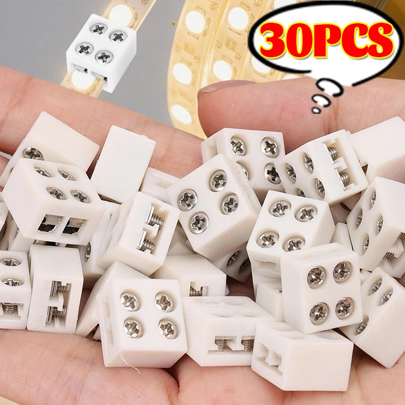 

30/1pcs Universal ribbon Connector 2-Pin Light Strip Fixing Clip Free Welding 8mm 10mm Terminal LED Strips Quick Splice plug