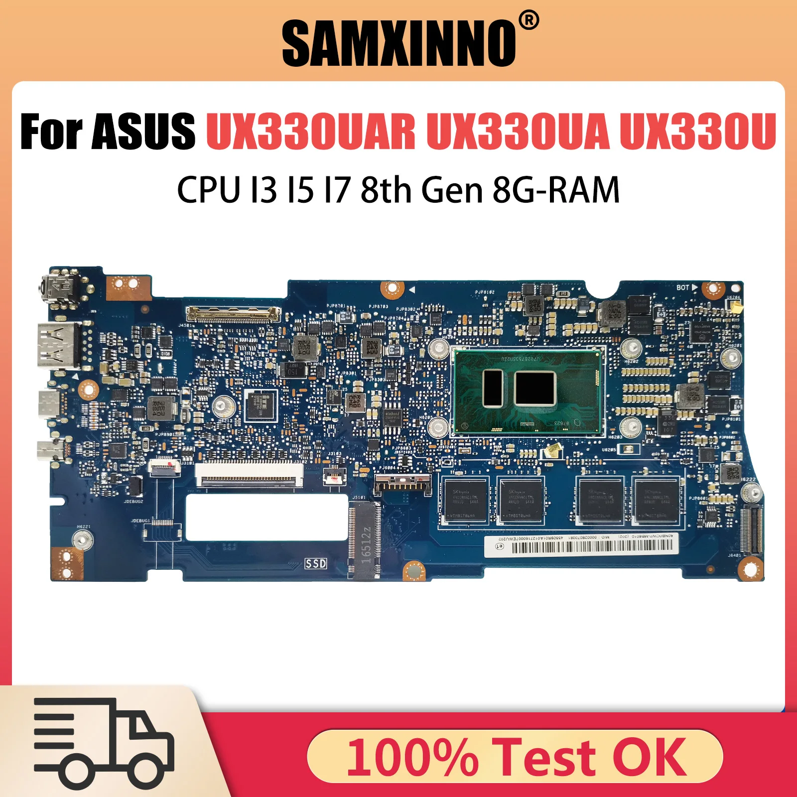 UX330UAR Mainboard untuk ASUS UX330U UX330UAK UX330UA Laptop Motherboard I3 I5 I7 8th Gen CPU 8GB RAM 100% tes OK