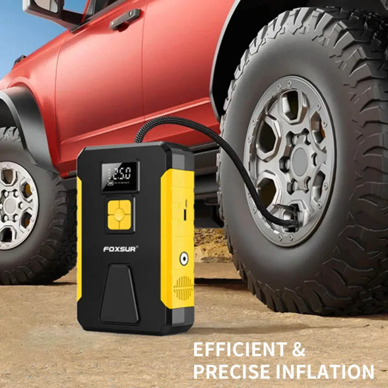 Cordless Electric Tire Inflator Portable Air Compressor 26800mAh Battery Jump Starter with LED Light for Car Motorcycle Bike