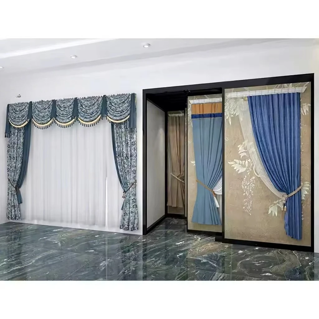 

&c Boya New Type Curtain Wallpaper Display Stand Sliding Type Curtain Display Rack Stand for Showroom Display System