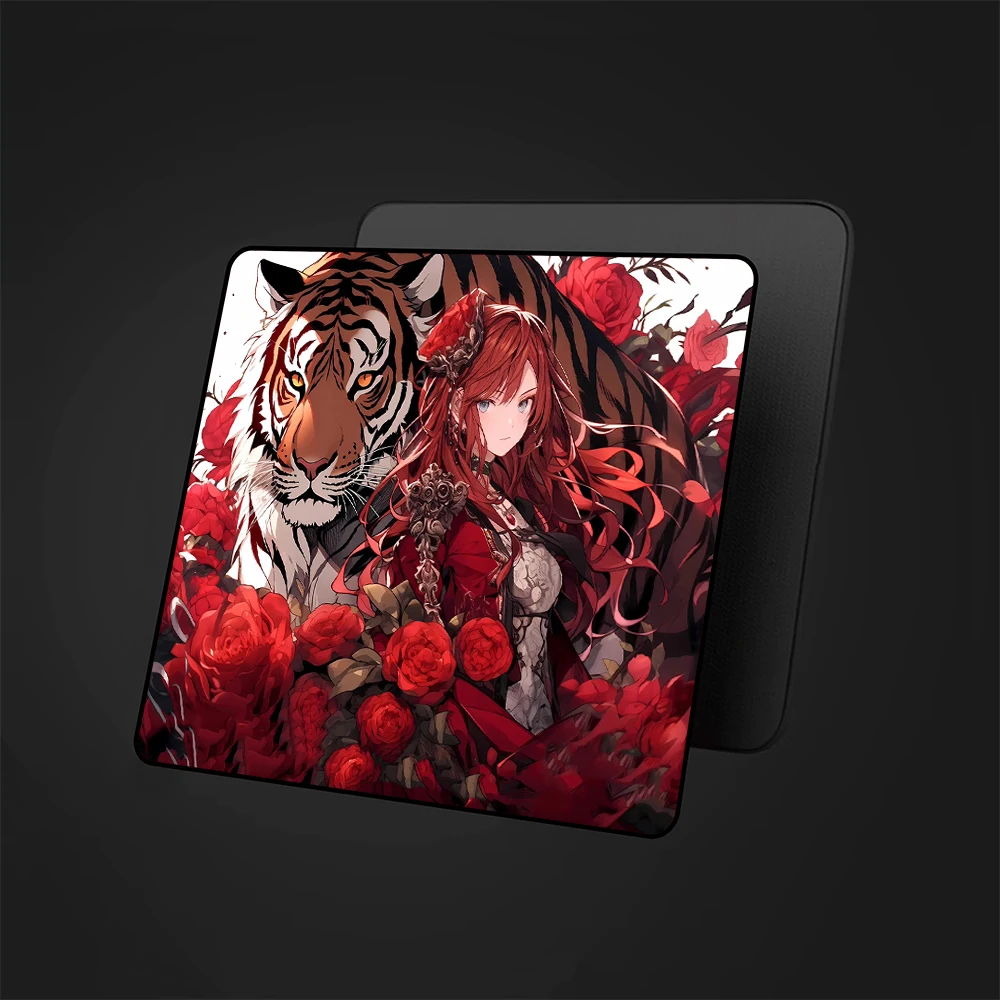 Tiger Gaming Mouse Mat Premium Gamer E-Sports Mousepad Anime Girl Speed Mouse Pad High Elastic Non-slip Bottom Keyboard Mat