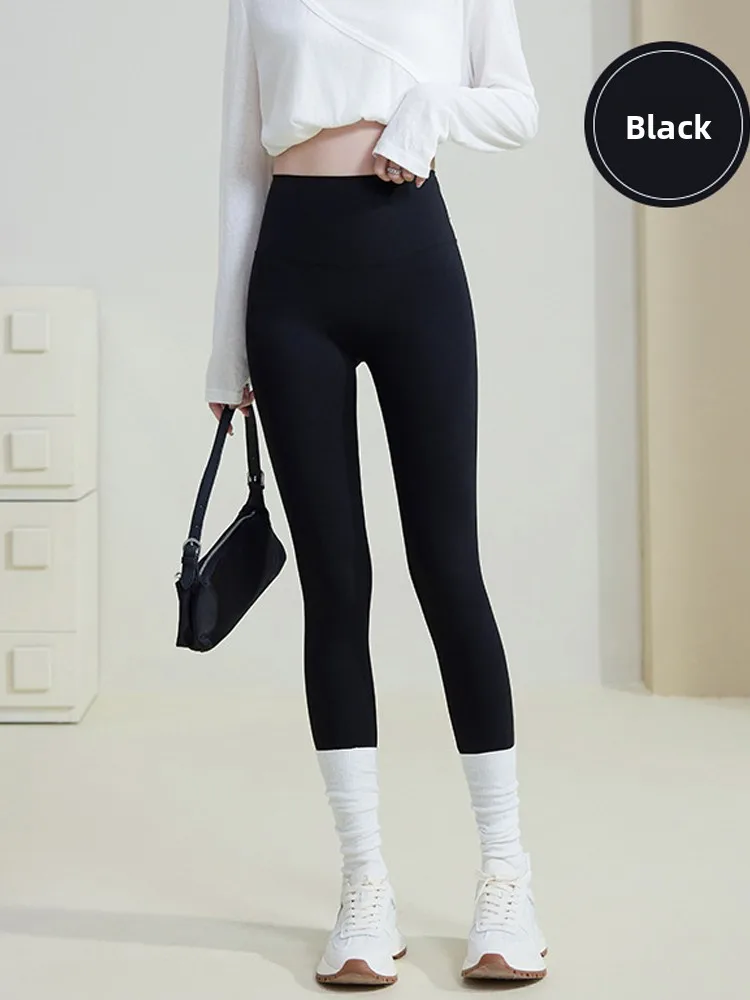 Damskie spodnie do jogi z wysokim stanem z jedwabiu lodowego, letnie, cienkie, spodnie do noszenia na zewnątrz, spodnie modelujące brzuch, warstwa bazowa, spodnie o długości 7/8.