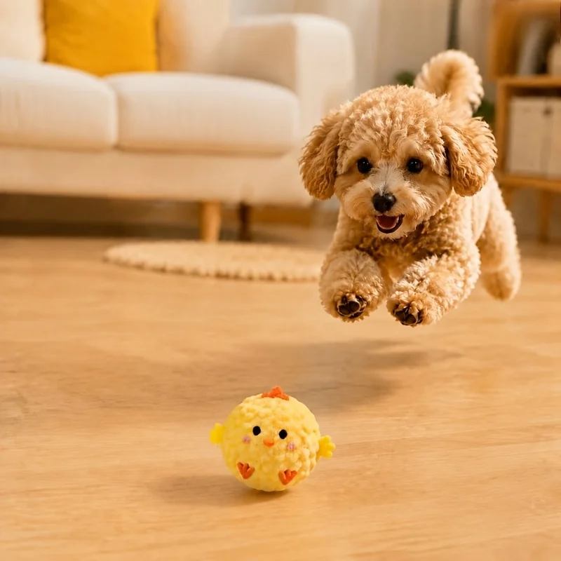 1 Stück Mini Gelbes Hühnchen Interaktives Hüpfspielzeug, Geeignet für Kleine Hunde und Katzen, Bissfestes Material Haustier-Begleitspielzeug – Detail 10