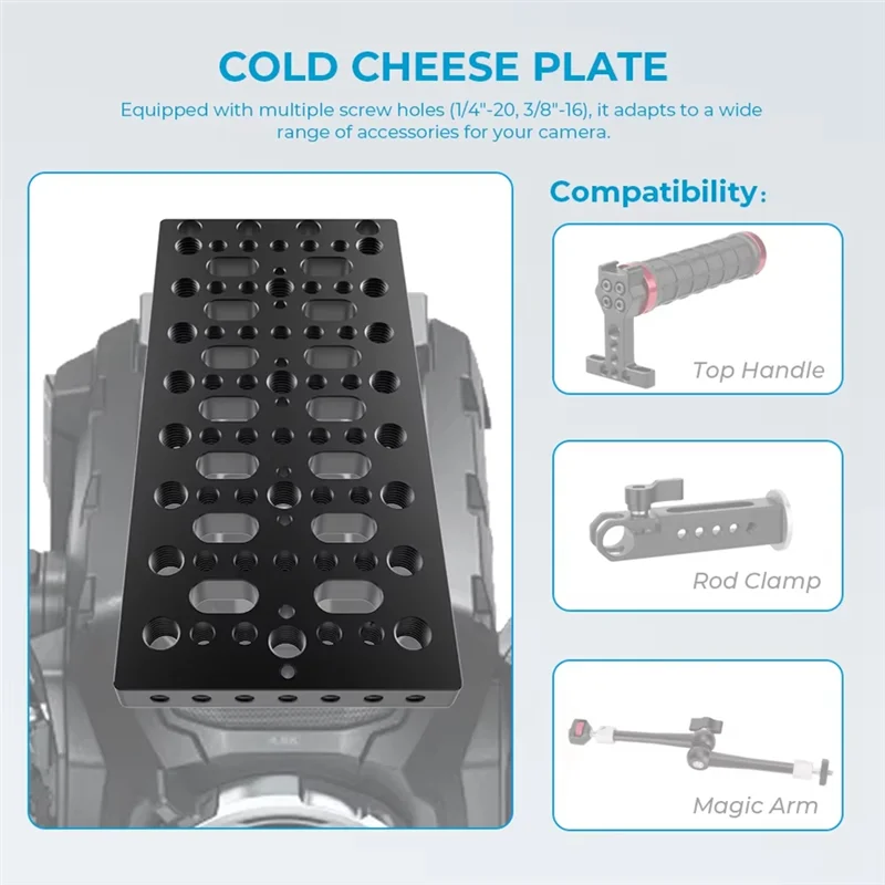 【التصغير الأخير!】لوحة اللوحة الخلفية للوحة الجبن التي تعمل بالبطارية مع حاجز السكك الحديدية 19 مم لملحقات كاميرا مقسم الطاقة على شكل حرف V