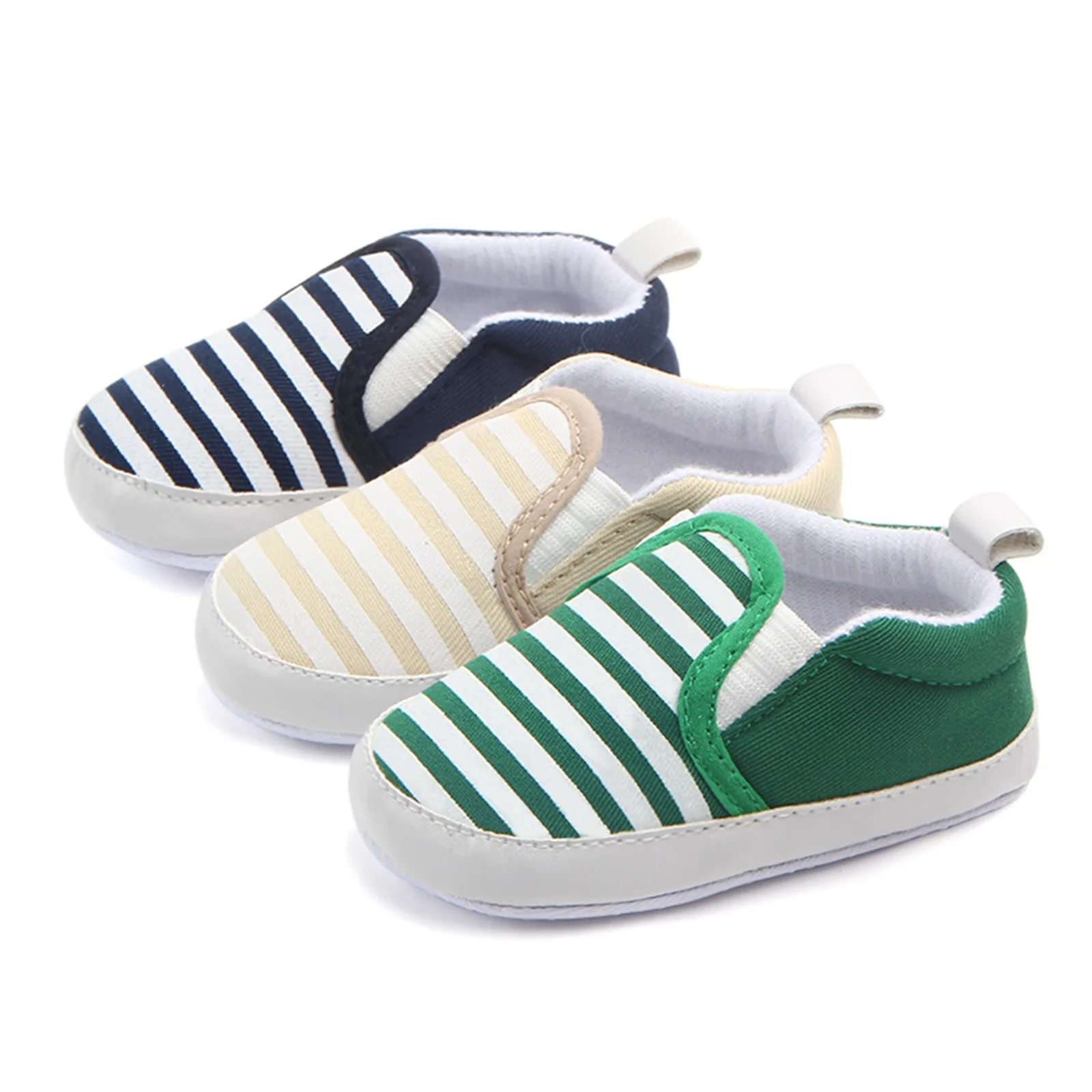 

Infant Newborn Baby Flat Shoes, Stripe Print Non-Slip Slippers Soft Sole Adorable Baby Booties Babies First Walking Shoes 0-18M