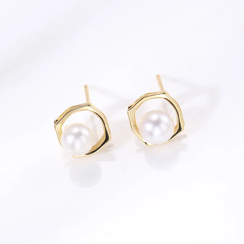 4PCS E196 Gold Plated Copper S925 Silver Needle Pearl Stud Earrings Findings Jewelry Making DIY Jewelry Accessories