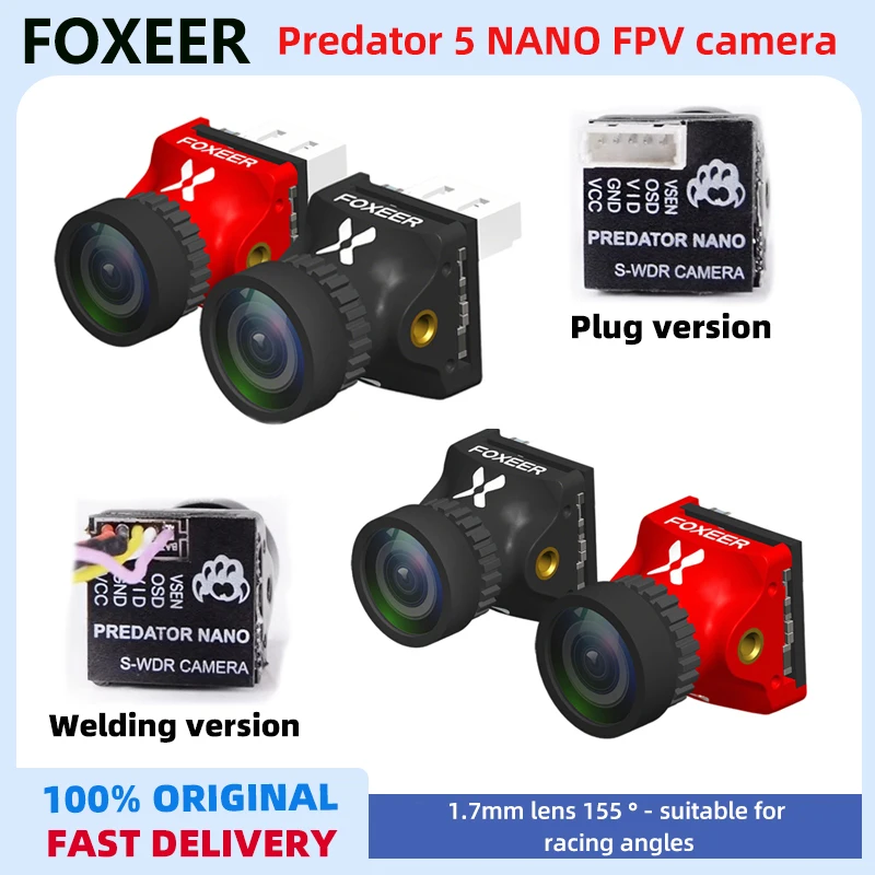 Foxeer Predator Nano V5 FPV Camera 2-Inch Super WDR OSD 4ms Low Latency Switchable PAL/NTSC for Indoor Racing Drone Tiny Whoop