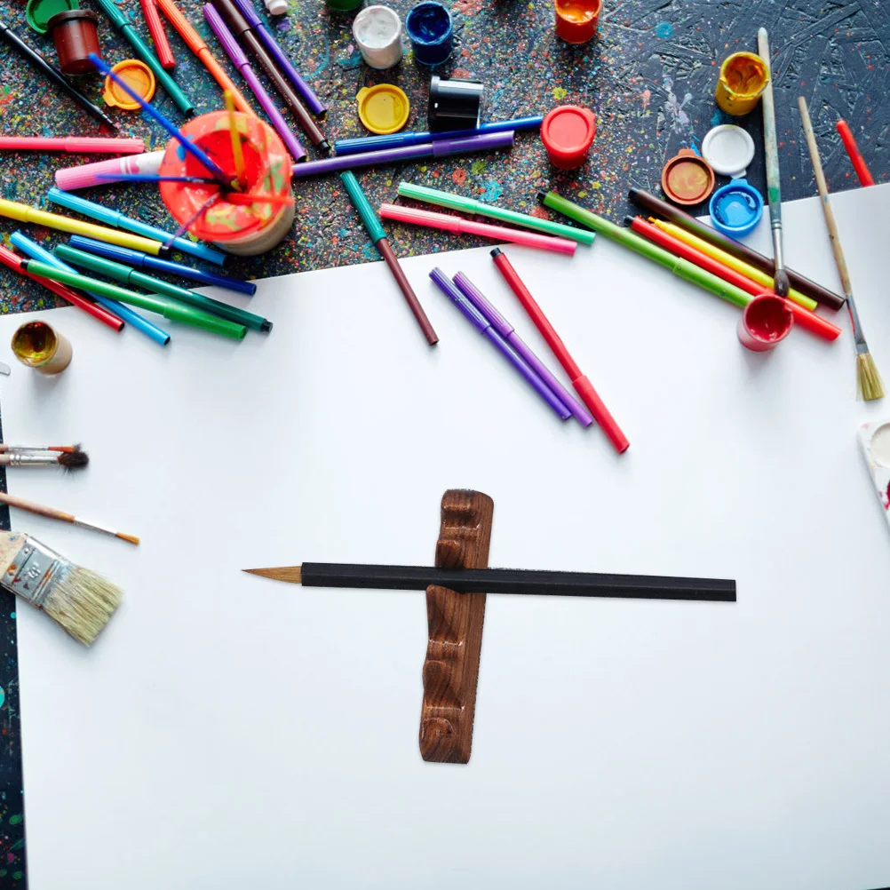 حامل فرشاة الخط من خشب الصندل الأحمر بتصميم جبلي رف أقلام خشبي لأقلام الحبر ودعم فرشاة الكتابة سومي #4