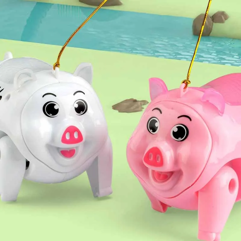 Kids Electric Toys Cartoon Cute Chubby Little Pig Pull String Walking Baby Toddler Toys Interactive Baby Toys With Lights Music