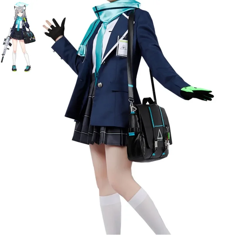 زي تنكري للنساء بأرشيف أزرق أنيمي ، زي الجامعة الموحد ، تنورة وشعر مستعار ، سونوكامي شيروكو ، بدلة كرة تنكرية ، بالغ ، مثير