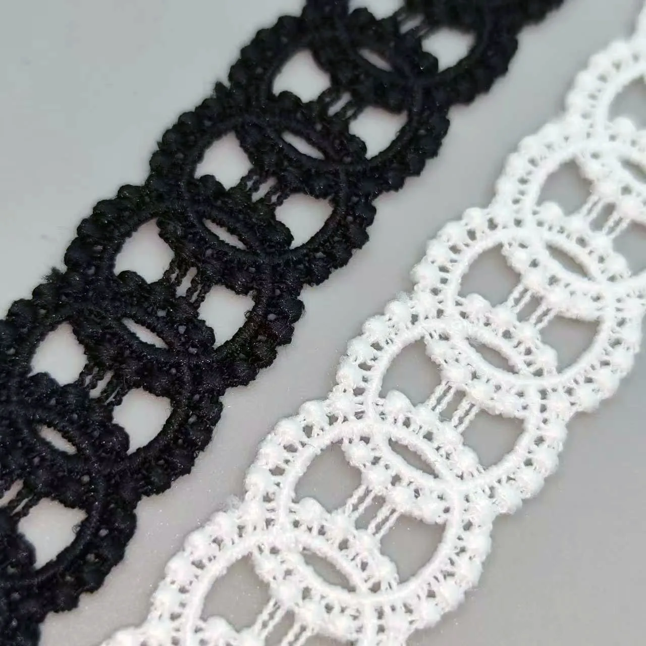 2.5CM Wide White Black Soft Polyester Hollow Embroidery Lace Fabric Collar Neckline Cuffs Trim Apparel DIY Sewing Applique Decor