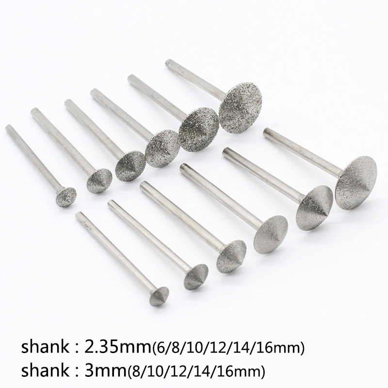 1-10pcs 6/8/10/12/14/16mm D-Needle Umbrella Shaped Electroplated Diamond Head Burr Grinding Engraving Bit for Dremel Rotary Tool