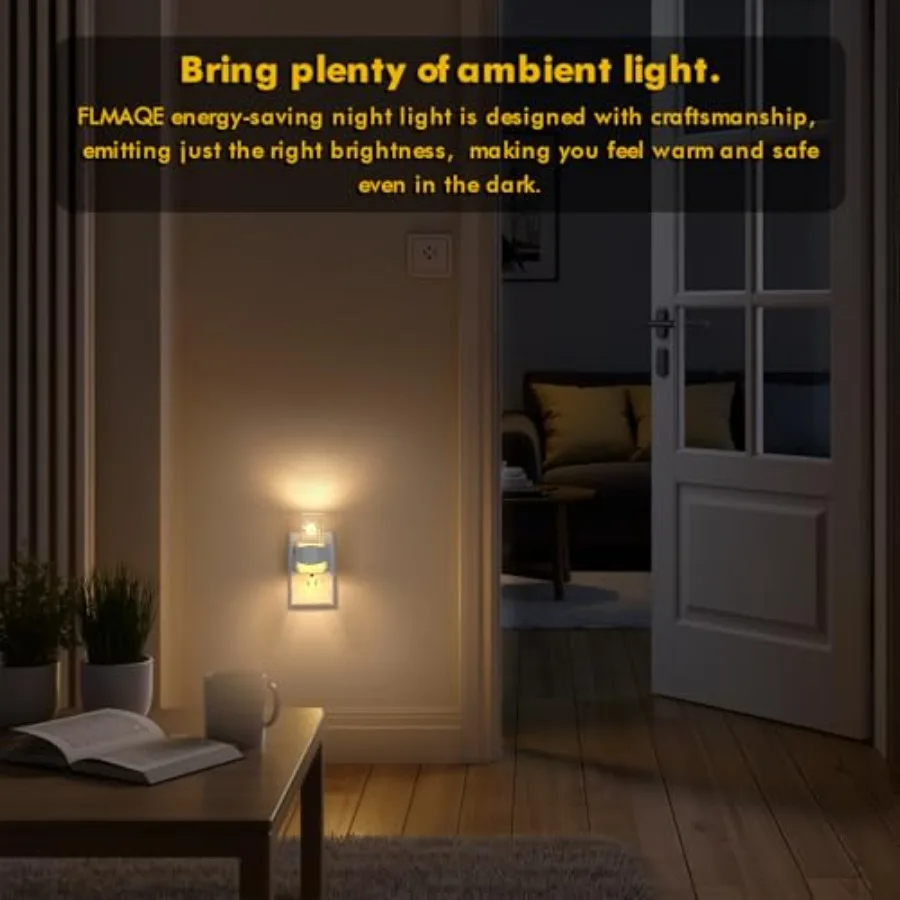 LED Night Light 2 Pack, Dimmable, Dusk to Dawn Sensor, 0-100 LM Adjustable Brightness, 3000K, Wall Mounted, Starry Sky Pattern