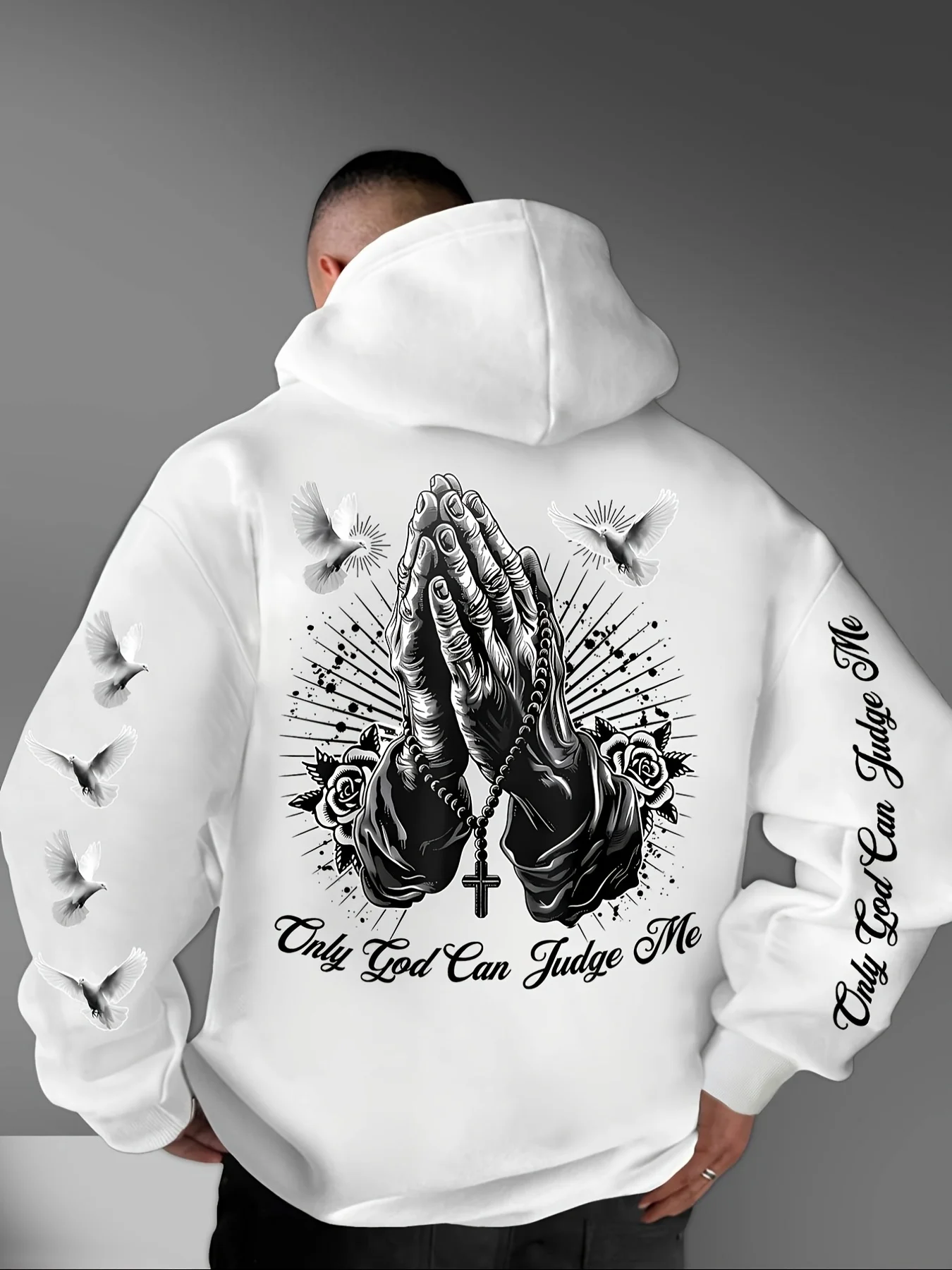 New model: men’s hooded long-sleeve loose-fitting casual printed basic sweatshirt. Perfect for young people in spring, summer, a