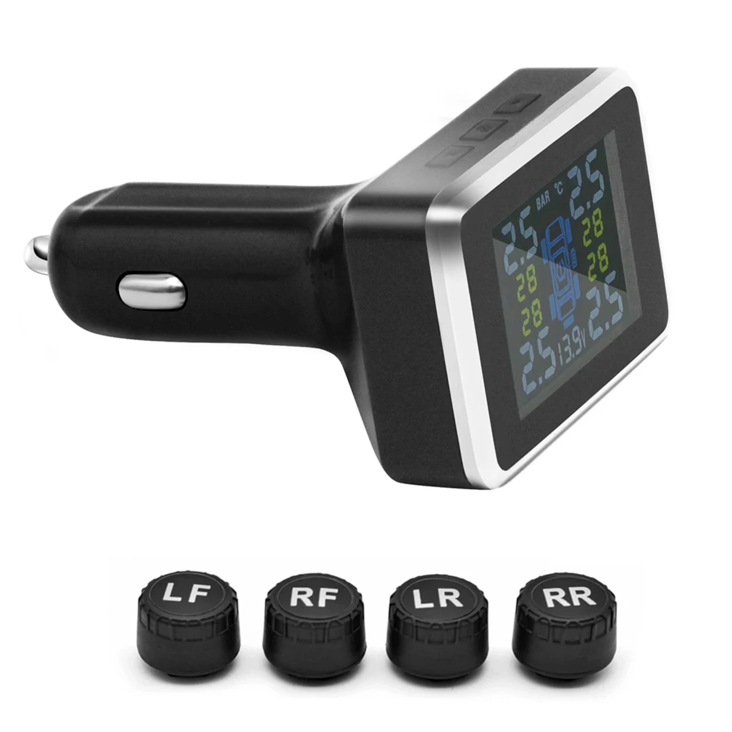 LCD Wireless Car Tire Pressure Monitoring System Digital Display Sensor