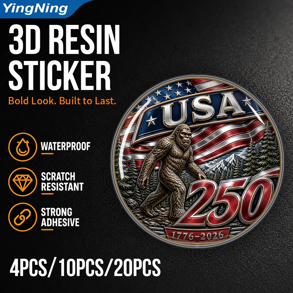 USA 250th Anniversary Bigfoot Sasquatch 3D Epoxy Resin Domed Sticker 1776-2026 American Flag Car Decal for Auto Laptop Tumbler