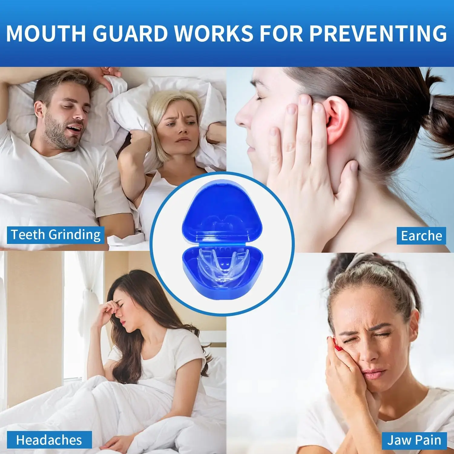 4 szt./pudełko Ochraniacze na zęby na grzechotanie zębów, modelowane na zęby, dentystyczne nakładki na zęby na noc dla dorosłych, zapobiegające grzechotaniu zębów, nakładka na bruxizm