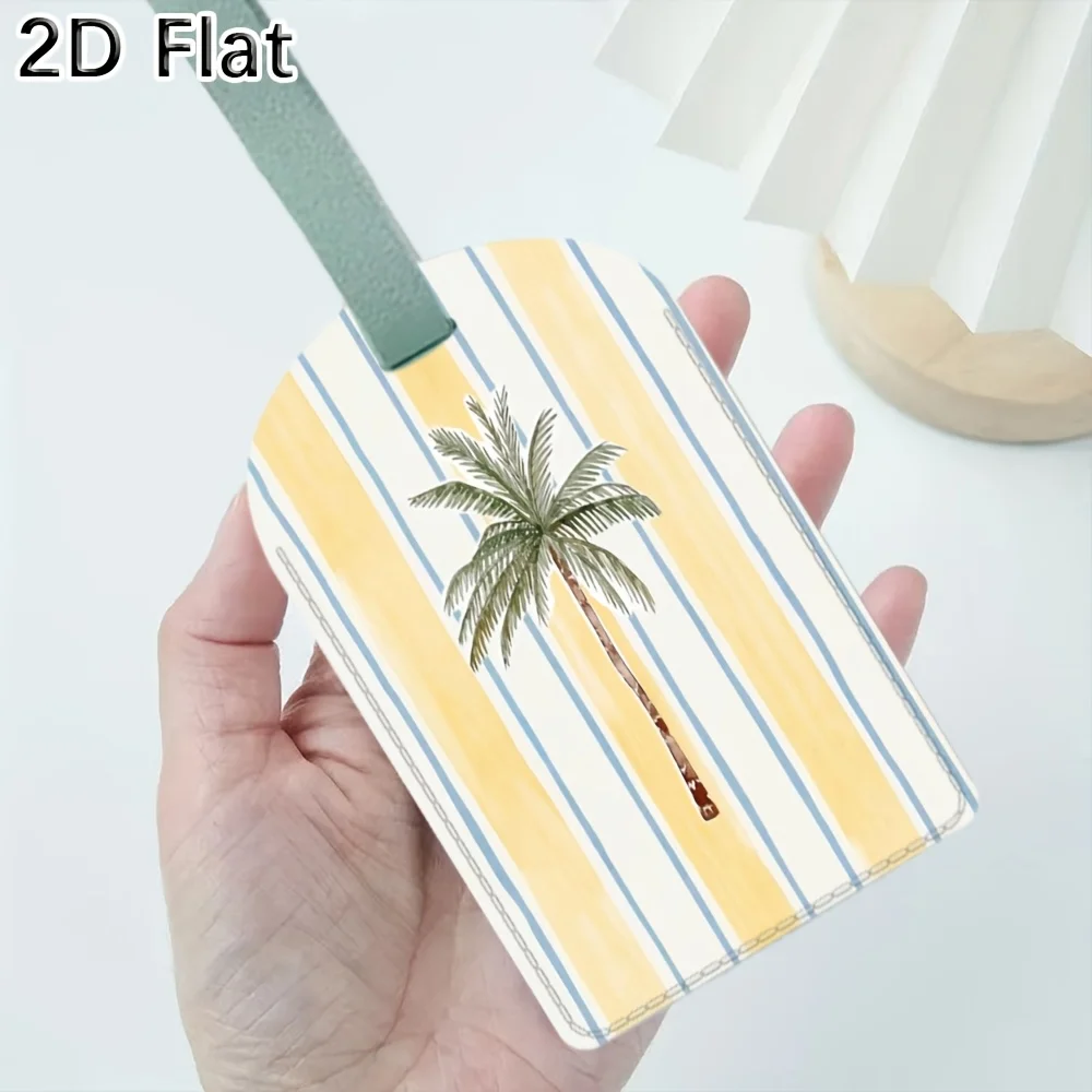 Luggage Tag with Coconut Tree Striped Pattern, Travel Suitcase Baggage Identifier Name Tag, Portable for Luggage Identification