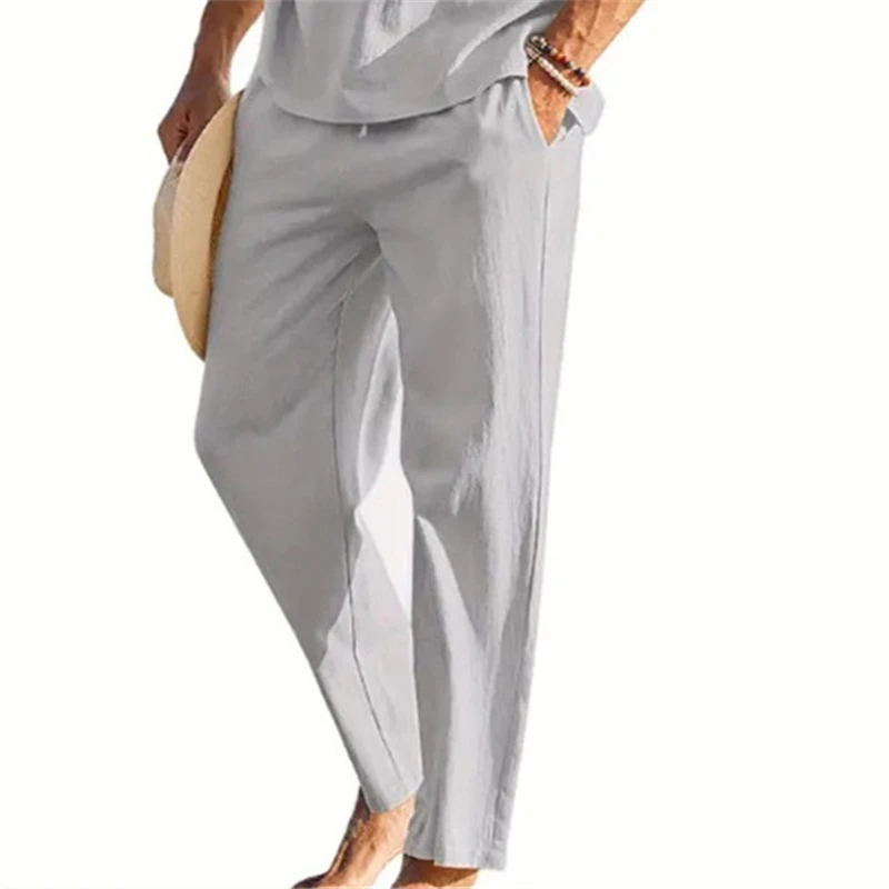 

Новинка весны/лета 202, мужские брюки, летние модные повседневные однотонные свободные повседневные брюки больших размеров, брюки S-3XL