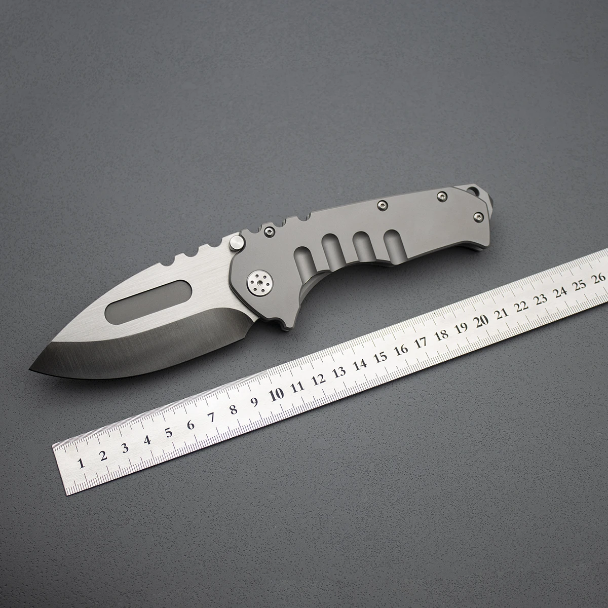 PEROD MDF Pocket Folding Knife D2 Satin Blade Sandblasting Titanium Handle Outdoor Camping Knife