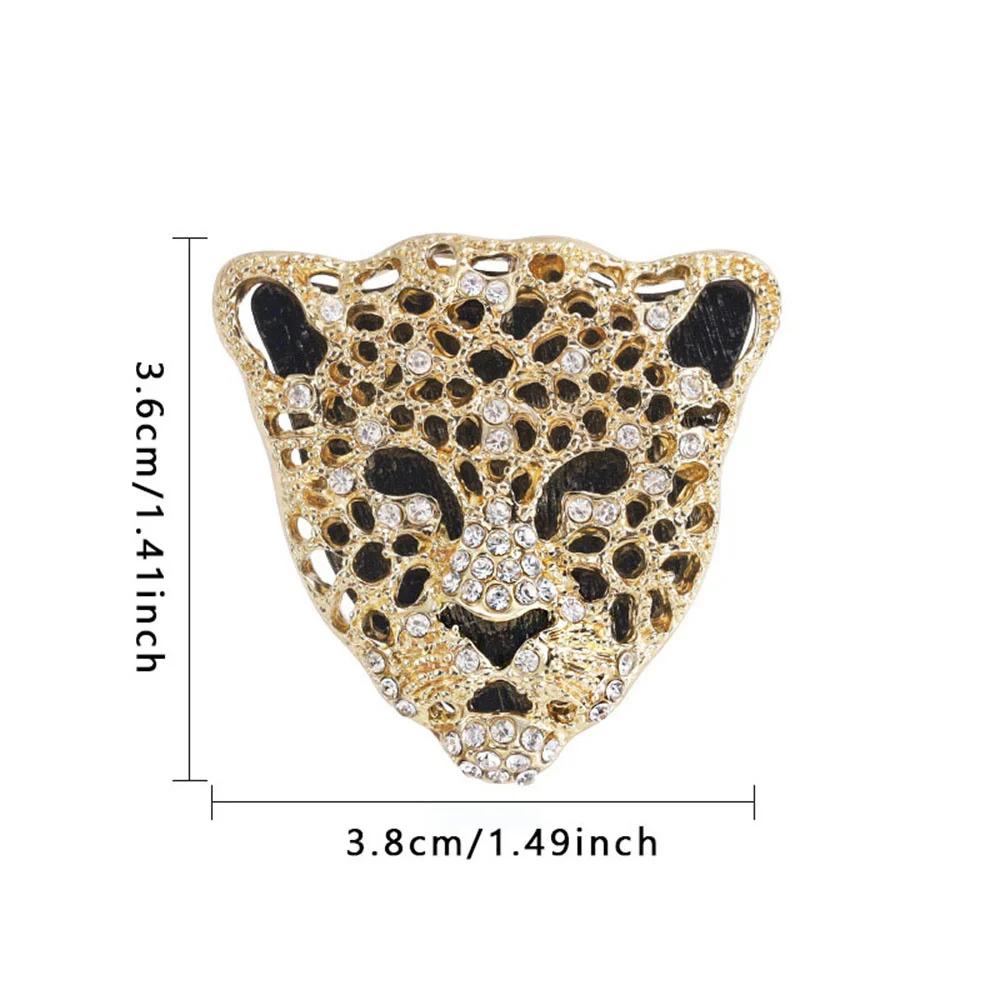 Unique Personality Diamond Studded Leopard Head Brooch, Versatile Men's Clothing Pin Accessories