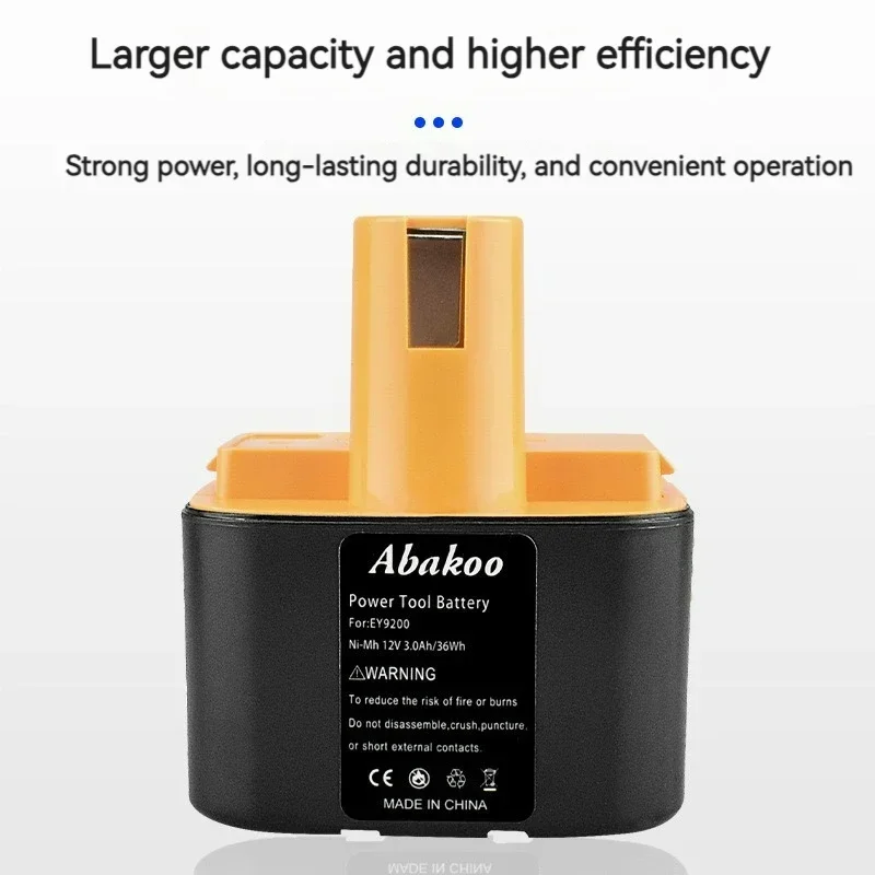 Ni-MH 12V rechargeable battery for Panasonic's original EY9200 EZ9200 EY9108 EY9201B EY3790B EY6100FQKW cordless drilling rig