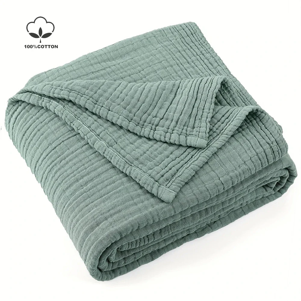 Ultra-Soft 6-Layer Muslin Throw Blanket, 100% Cotton Large Lightweight & Breathable for Summer, Washable Blanket for Couch Bed