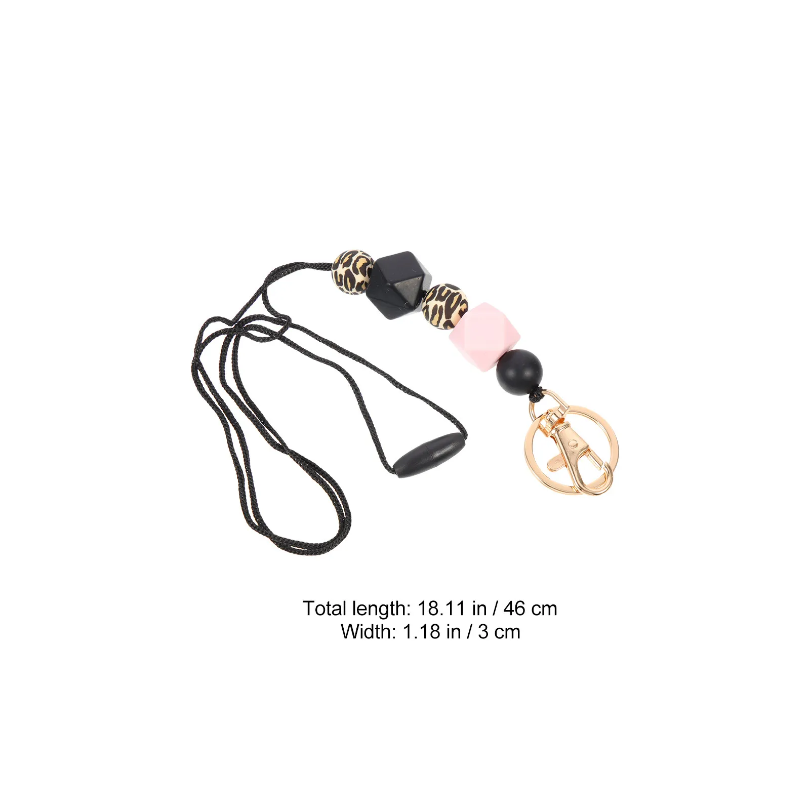 2Pcs Keychain Lanyard Anti-Lost Silicone Bead Necklace for Keys Phone Id Card Holder Comfortable Wear-Resistant Stable Hold