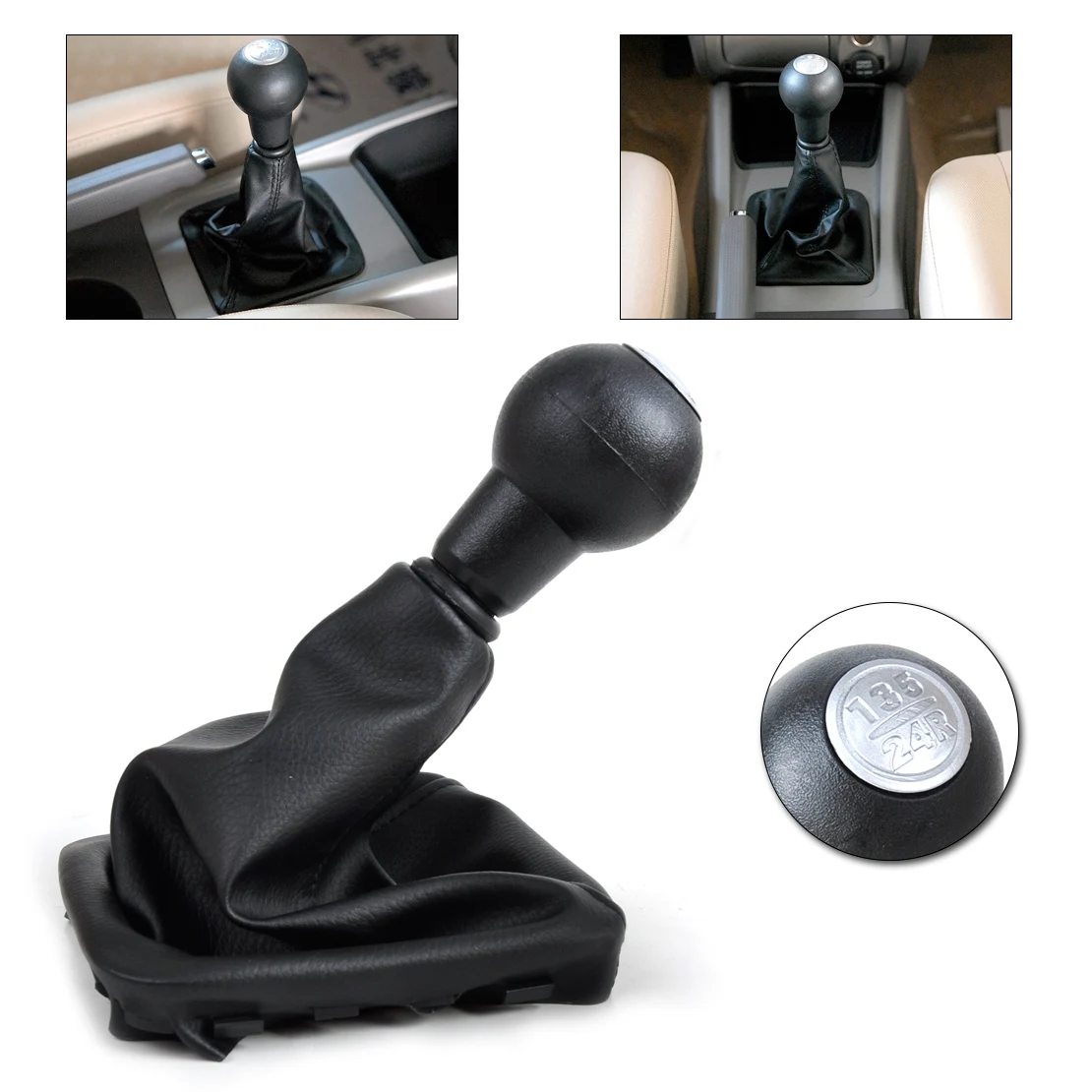 beler New Gear Stick Shift Knob + PU Leather Gear Cover Gaiter Fit For Hyundai Elantra Avante XD 2002 2003