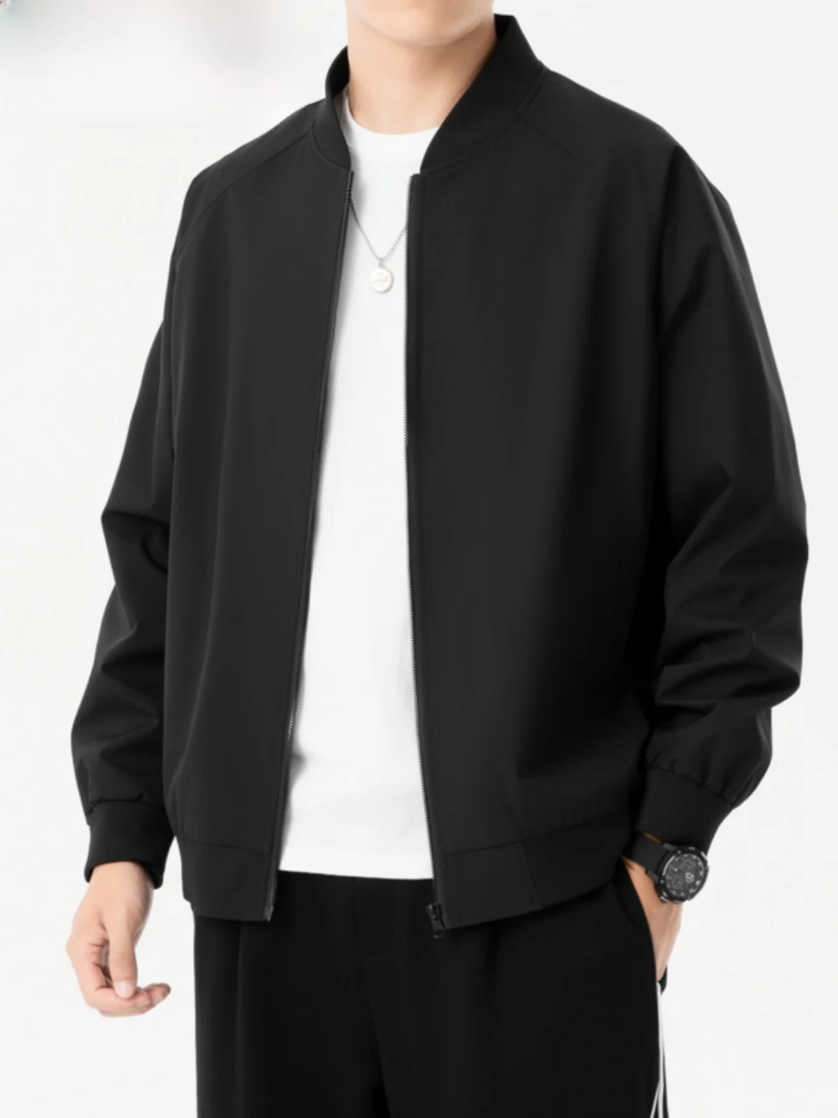 

Men's Loose Fit Baseball Jaet 2024 Autumn Season American Sle Flight Outerwear ort Sve Polyester Sportswear