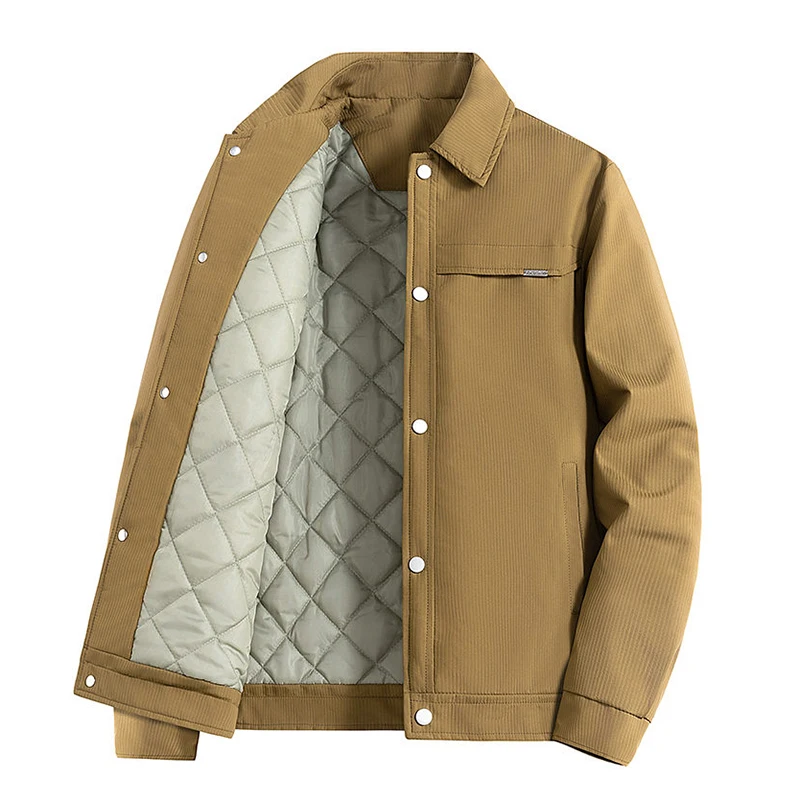 Men's Casual Stand-Up Collar Winter Jacket, Autumn and Winter Style Coat, Windproof, Cold-Proof, and Warm Top